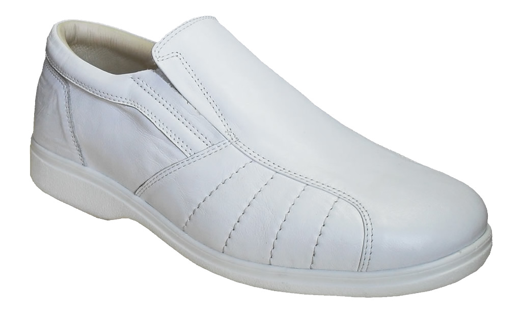 mens white leather nursing shoes
